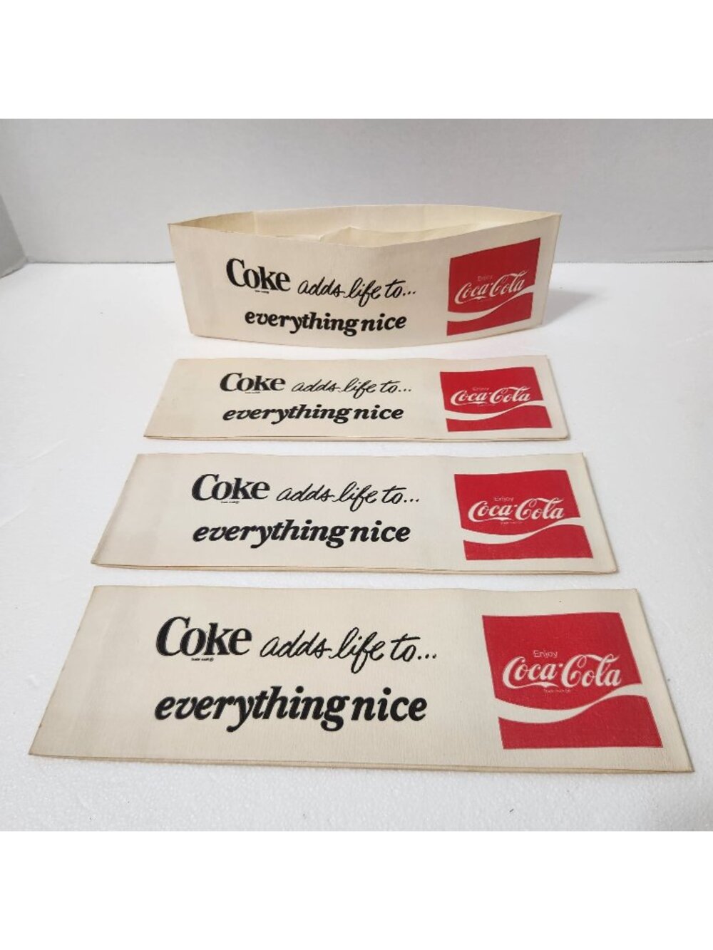 1970's Coca-Cola Paper Soda Fountain Hats "Coke Adds Life To Everything Nice"